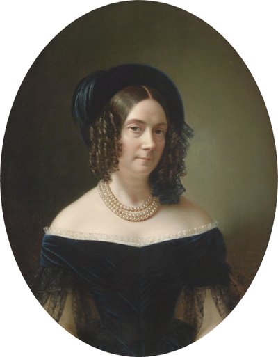 Portrait of a Lady in a Blue Dress by Anton Einsle